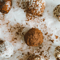 Afbeelding met chocolade truffels